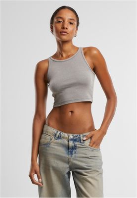 T-shirt för dam 2-pack med tvättad ribbad croppad – steelgrey