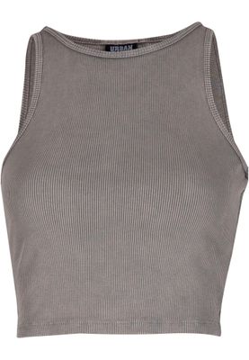 T-shirt för dam 2-pack med tvättad ribbad croppad – steelgrey