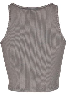 T-shirt för dam 2-pack med tvättad ribbad croppad – steelgrey