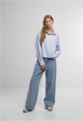Skjorta för dam med croppad oxford-modell – lighthorizonblue