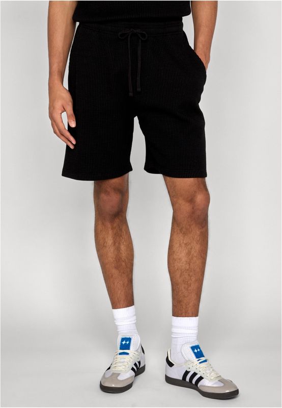Shorts för herr med dragsko thermal Waffle – svart