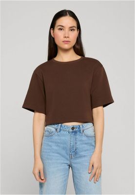T-shirt för dam med croppad modell – brun