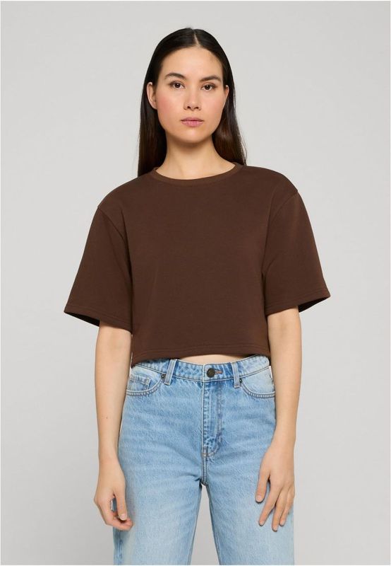 T-shirt för dam med croppad modell – brun