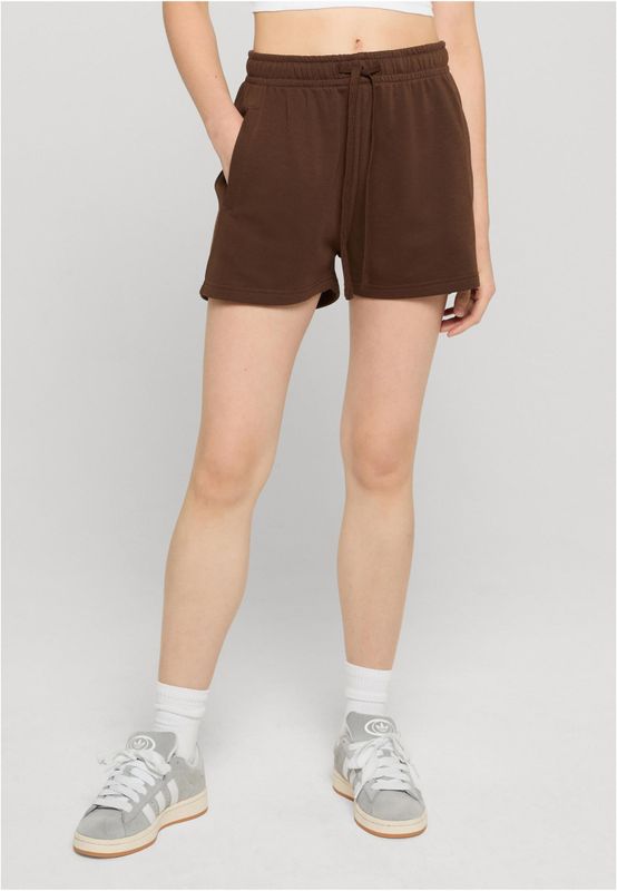 Mjukisshorts dam i brun bomullsfrotté med dragsko – UC