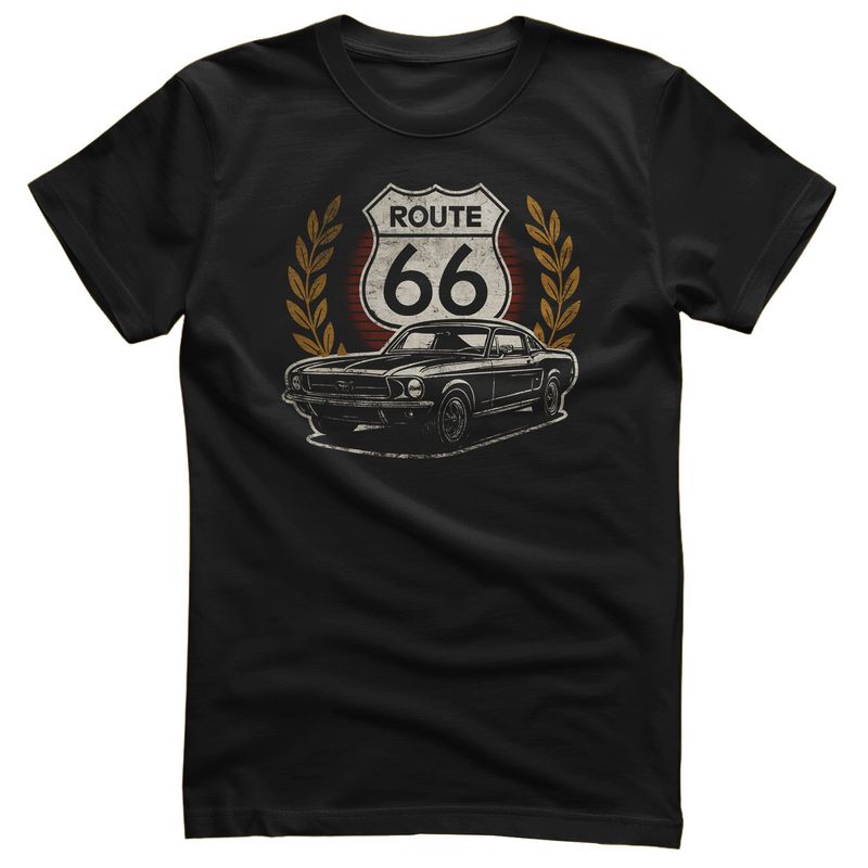 Route 66 Muscle Car T-shirt i svart