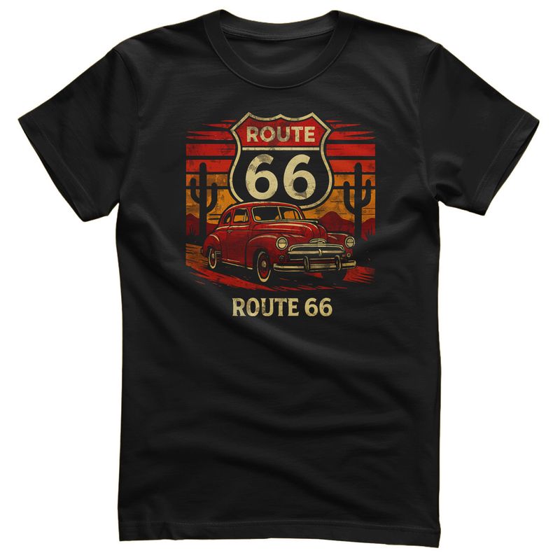 Route 66 Retro Desert T-shirt i svart