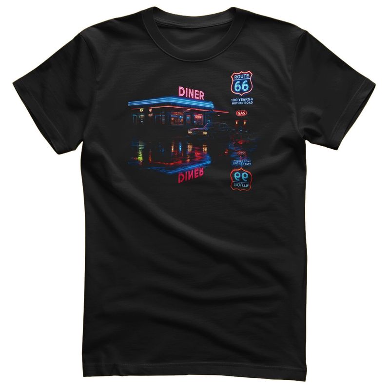 Route 66 Neon Diner T-shirt i svart