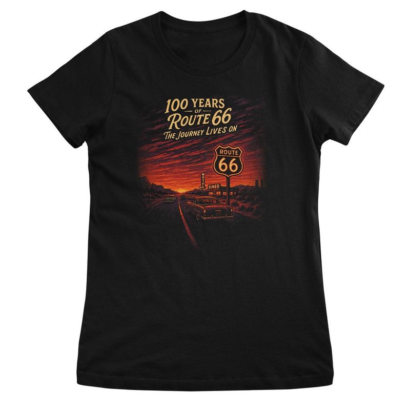 Route 66 Journey Lives On T-shirt dam i svart