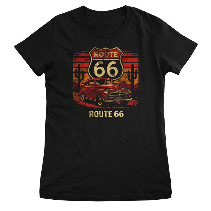 Route 66 Retro Desert T-shirt dam i svart