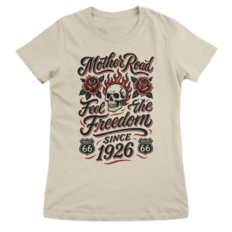 Route 66 Freedom Roses T-shirt dam i khaki
