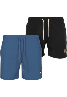 Badshorts herr i vintageblue+svart mesh – UC med dragkedja