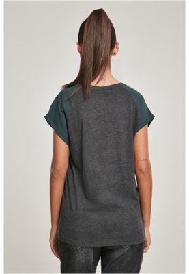 T-shirt för dam i bomullsjersey med contrast Raglan – kolgr m.fl.