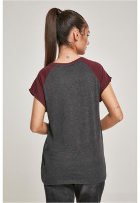 T-shirt för dam i bomullsjersey med contrast Raglan – kolgr m.fl.