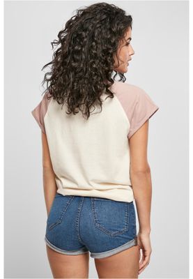 T-shirt för dam i bomullsjersey med contrast Raglan – vit m.fl.