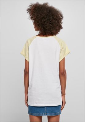 T-shirt för dam i bomullsjersey med contrast Raglan – vit m.fl.