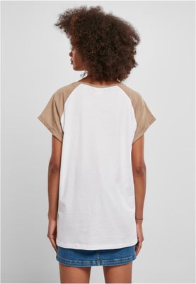 T-shirt för dam i bomullsjersey med contrast Raglan – vit m.fl.