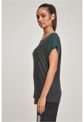 T-shirt för dam i bomullsjersey med contrast Raglan – kolgr m.fl.