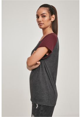 T-shirt för dam i bomullsjersey med contrast Raglan – kolgr m.fl.