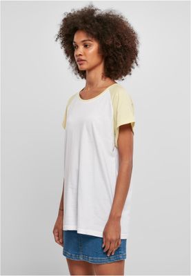 T-shirt för dam i bomullsjersey med contrast Raglan – vit m.fl.