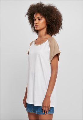 T-shirt för dam i bomullsjersey med contrast Raglan – vit m.fl.