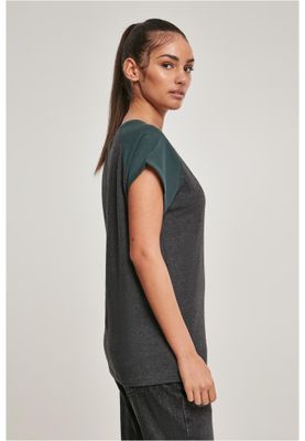 T-shirt för dam i bomullsjersey med contrast Raglan – kolgr m.fl.