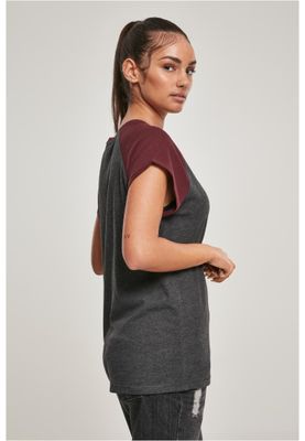 T-shirt för dam i bomullsjersey med contrast Raglan – kolgr m.fl.