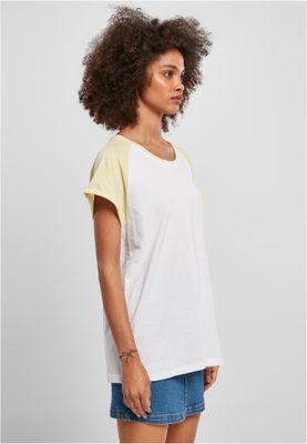 T-shirt för dam i bomullsjersey med contrast Raglan – vit m.fl.