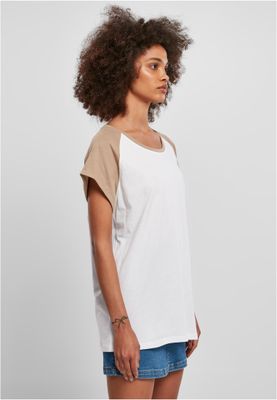 T-shirt för dam i bomullsjersey med contrast Raglan – vit m.fl.