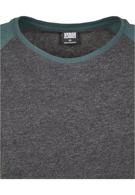 T-shirt för dam i bomullsjersey med contrast Raglan – kolgr m.fl.
