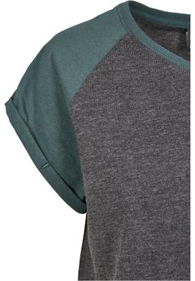 T-shirt för dam i bomullsjersey med contrast Raglan – kolgr m.fl.