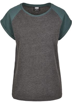 T-shirt för dam i bomullsjersey med contrast Raglan – kolgr m.fl.