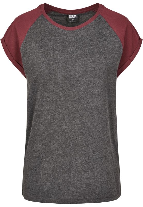 T-shirt för dam i bomullsjersey med contrast Raglan – kolgr m.fl.