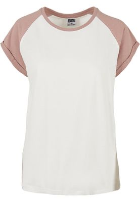 T-shirt för dam i bomullsjersey med contrast Raglan – vit m.fl.