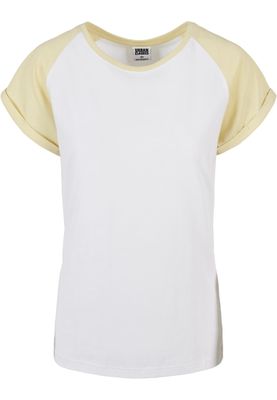 T-shirt för dam i bomullsjersey med contrast Raglan – vit m.fl.