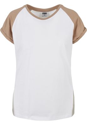 T-shirt för dam i bomullsjersey med contrast Raglan – vit m.fl.
