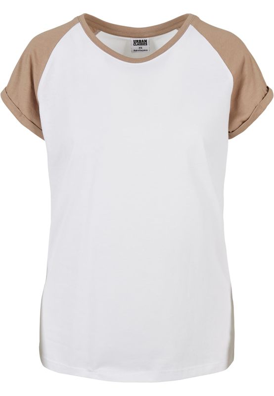 T-shirt för dam i bomullsjersey med contrast Raglan – vit m.fl.