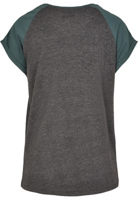 T-shirt för dam i bomullsjersey med contrast Raglan – kolgr m.fl.
