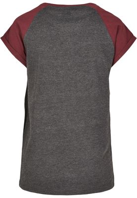 T-shirt för dam i bomullsjersey med contrast Raglan – kolgr m.fl.