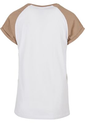 T-shirt för dam i bomullsjersey med contrast Raglan – vit m.fl.