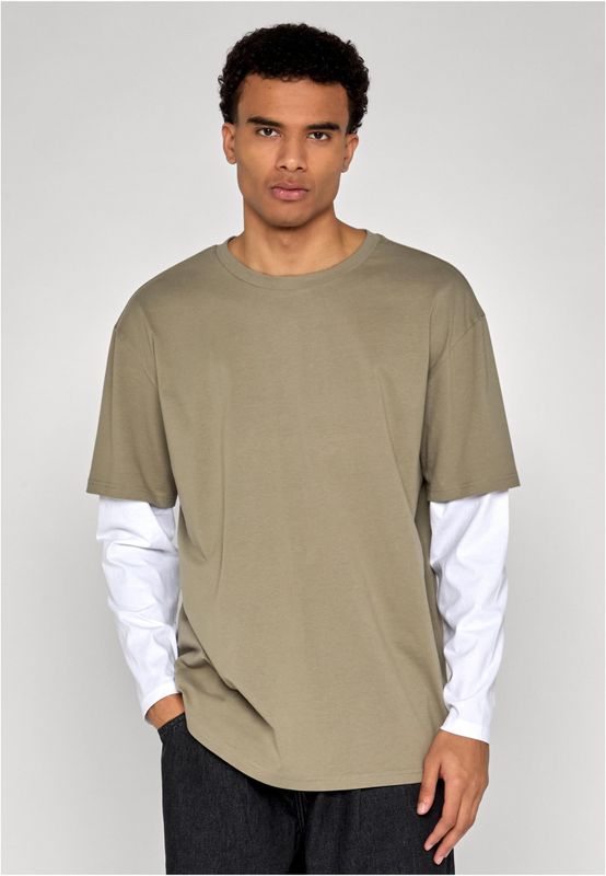T-shirt herr i paleolive/vit bomull oversize – UC