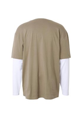 T-shirt herr i paleolive/vit bomull oversize – UC