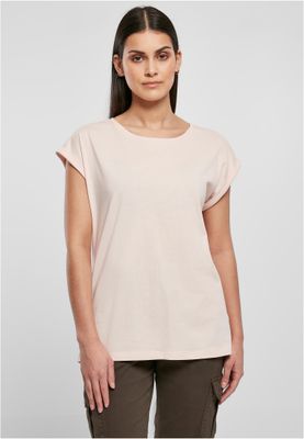 T-shirt för dam i bomullsjersey med förlängt axelparti – rosa