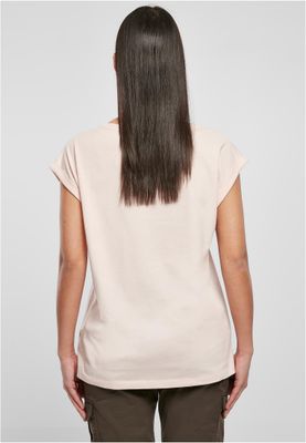 T-shirt för dam i bomullsjersey med förlängt axelparti – rosa