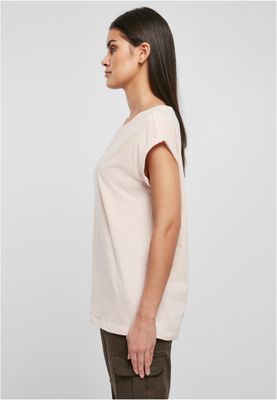T-shirt för dam i bomullsjersey med förlängt axelparti – rosa