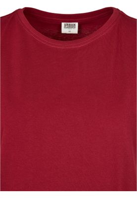 T-shirt för dam i bomullsjersey med förlängt axelparti – burgundy