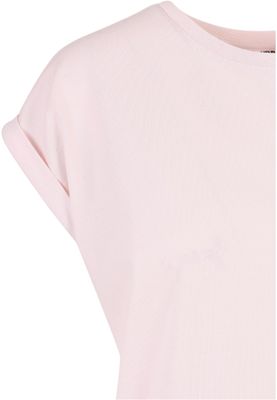 T-shirt för dam i bomullsjersey med förlängt axelparti – rosa