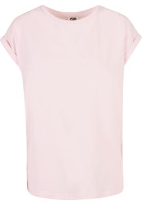 T-shirt för dam i bomullsjersey med förlängt axelparti – rosa