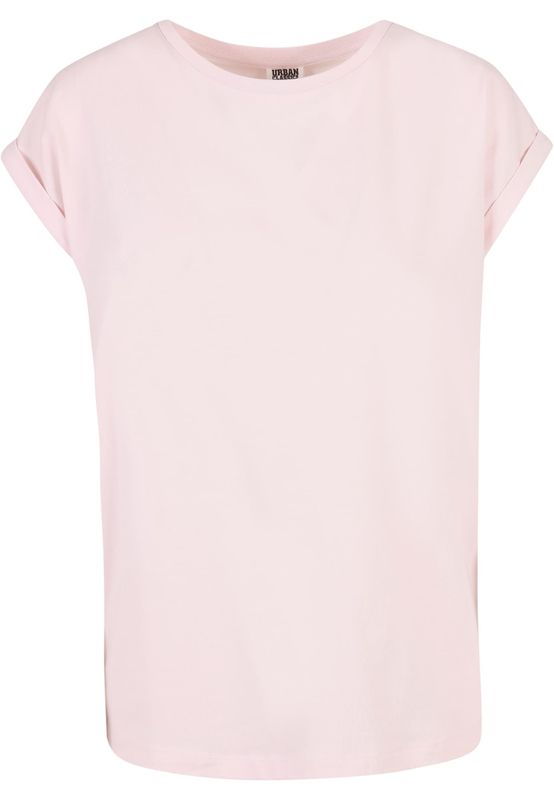 T-shirt för dam i bomullsjersey med förlängt axelparti – rosa