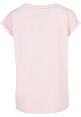 T-shirt för dam i bomullsjersey med förlängt axelparti – rosa