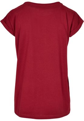 T-shirt för dam i bomullsjersey med förlängt axelparti – burgundy